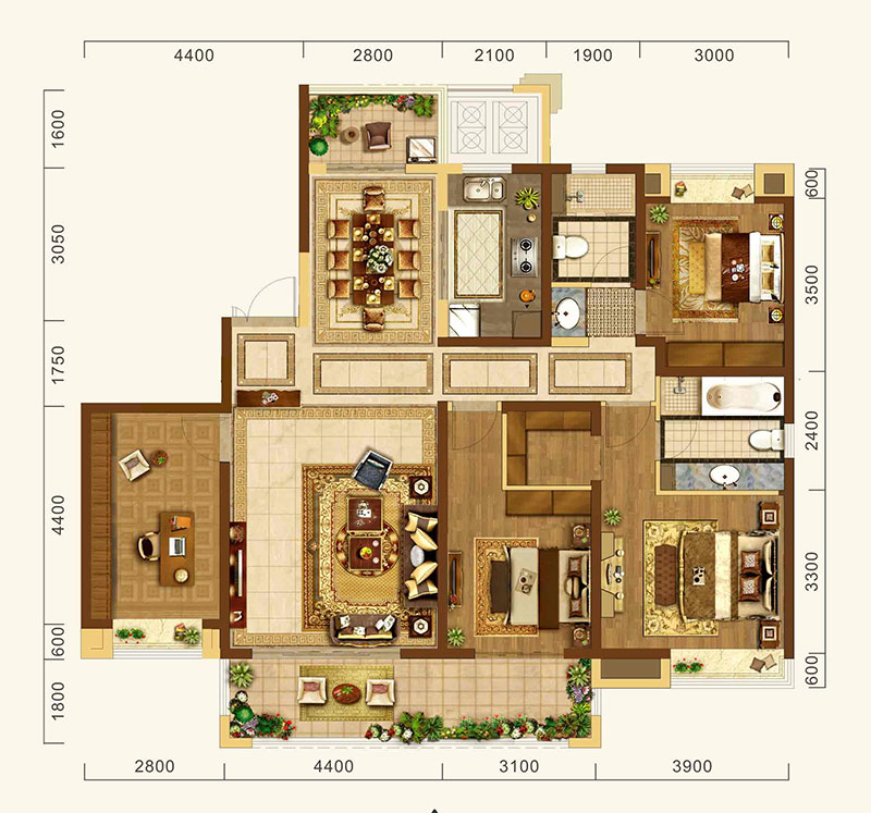 中建·宜昌之星中建·宜昌之星约170㎡C3户型-4室2厅户型图